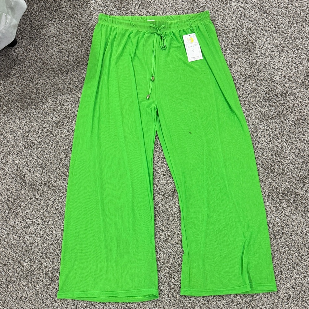Bright Neon Green Wide Leg swim cover up pants